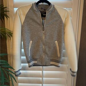 CoffeeShop Gray and White Varsity Jacket. Great Condition.